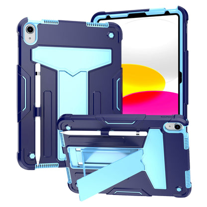 For iPad 10.9 (2022) Protective Case Hard PC Silicone Tablet Case Foldable T-shaped Kickstand Shockproof Cover