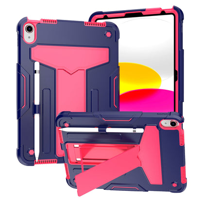 For iPad 10.9 (2022) Protective Case Hard PC Silicone Tablet Case Foldable T-shaped Kickstand Shockproof Cover