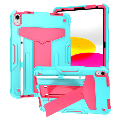For iPad 10.9 (2022) Protective Case Hard PC Silicone Tablet Case Foldable T-shaped Kickstand Shockproof Cover