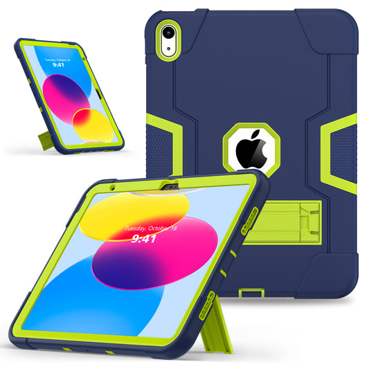For iPad 10.9 (2022) Robot Style Silicone + PC Tablet Case Color Contrast Anti-fall Kickstand Protective Case
