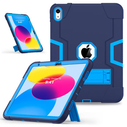 For iPad 10.9 (2022) Robot Style Silicone + PC Tablet Case Color Contrast Anti-fall Kickstand Protective Case