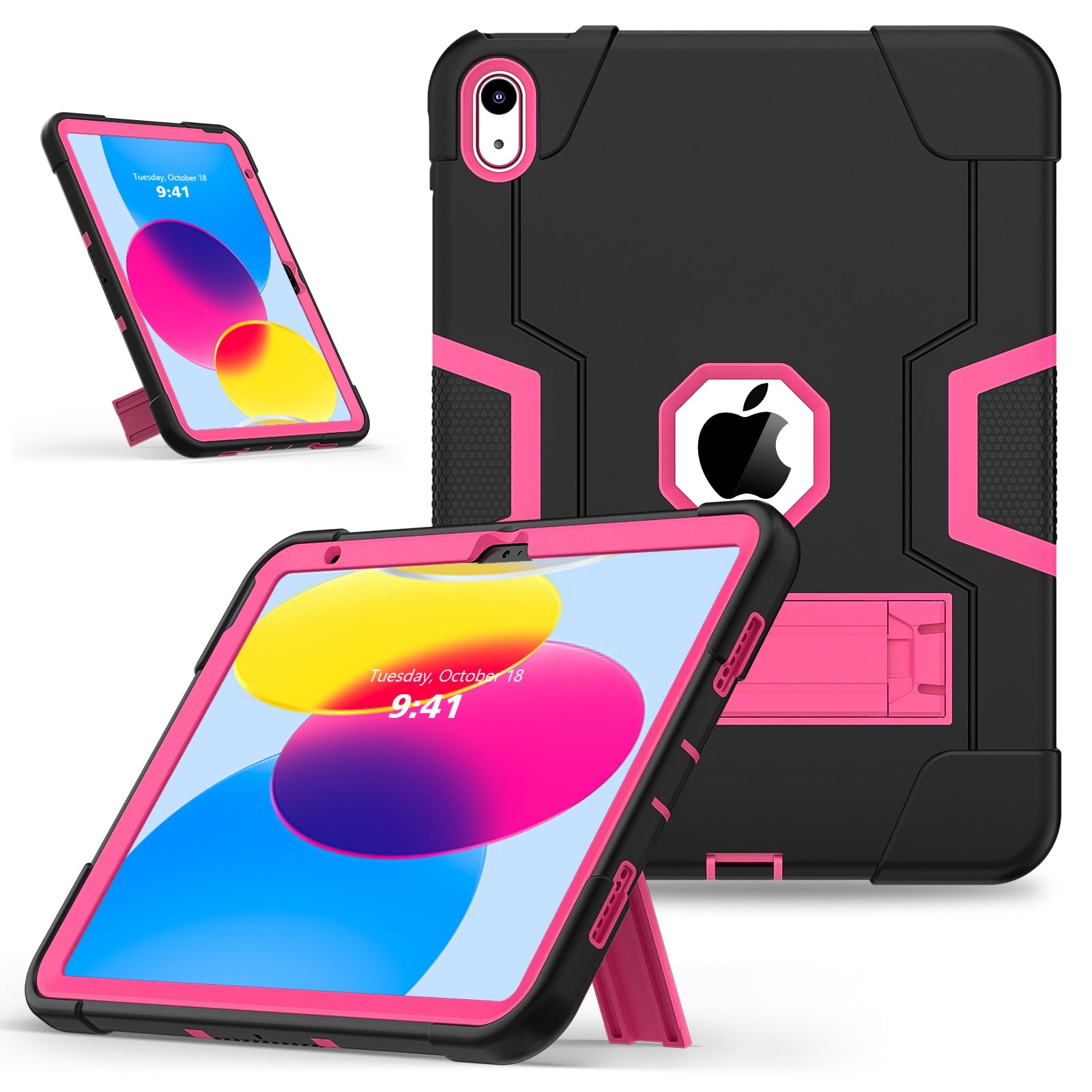For iPad 10.9 (2022) Robot Style Silicone + PC Tablet Case Color Contrast Anti-fall Kickstand Protective Case