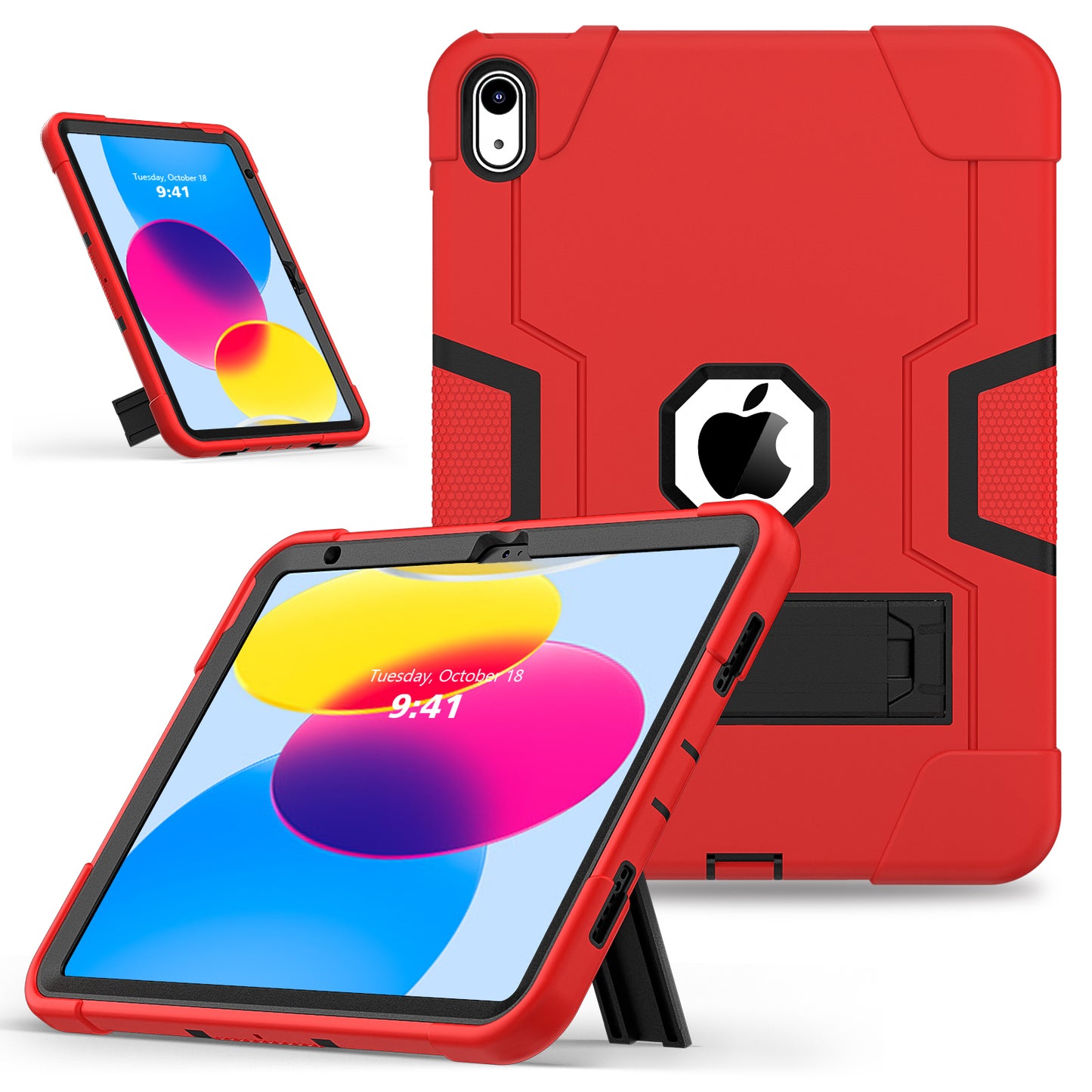 For iPad 10.9 (2022) Robot Style Silicone + PC Tablet Case Color Contrast Anti-fall Kickstand Protective Case