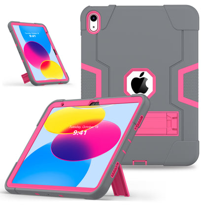 For iPad 10.9 (2022) Robot Style Silicone + PC Tablet Case Color Contrast Anti-fall Kickstand Protective Case