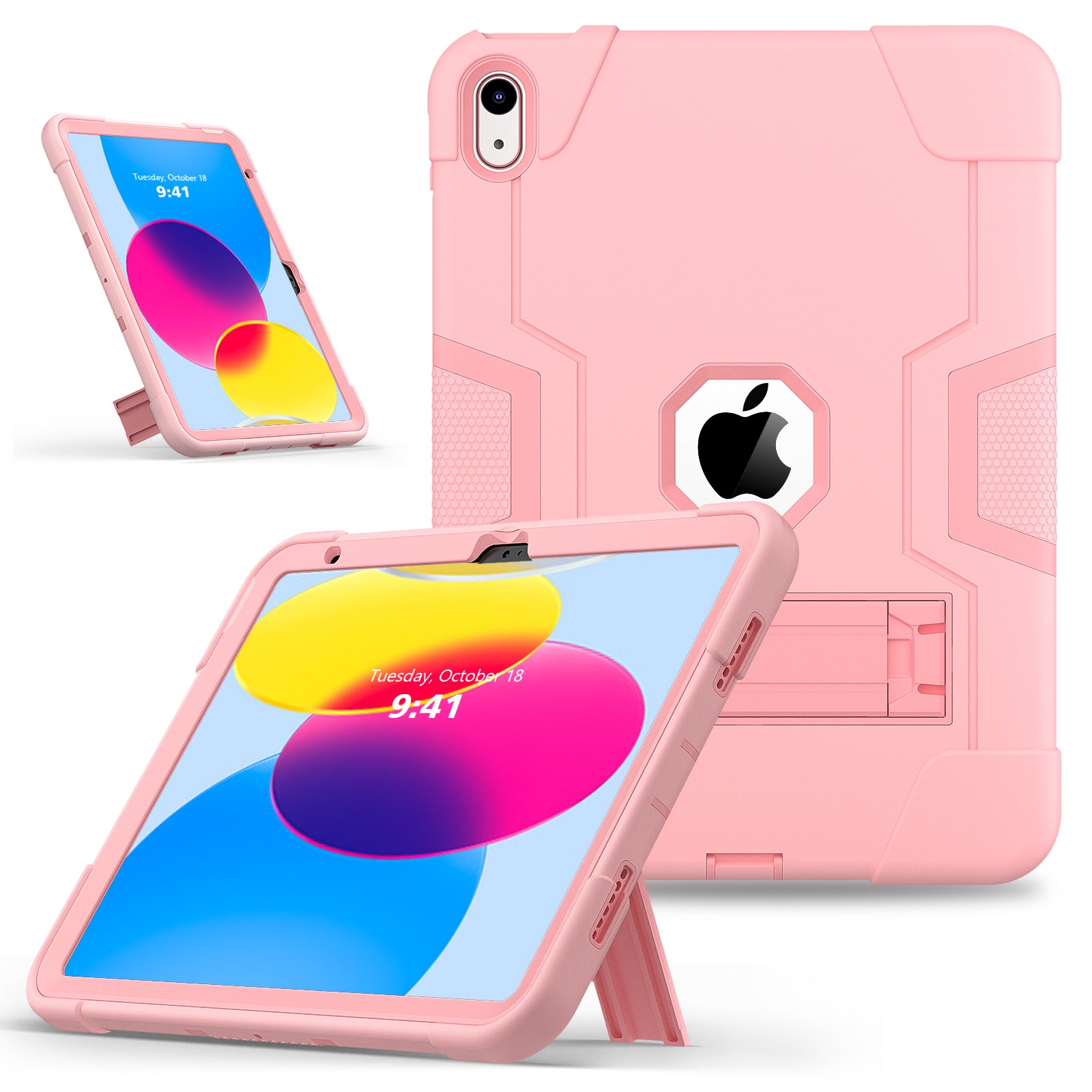 For iPad 10.9 (2022) Robot Style Silicone + PC Tablet Case Color Contrast Anti-fall Kickstand Protective Case