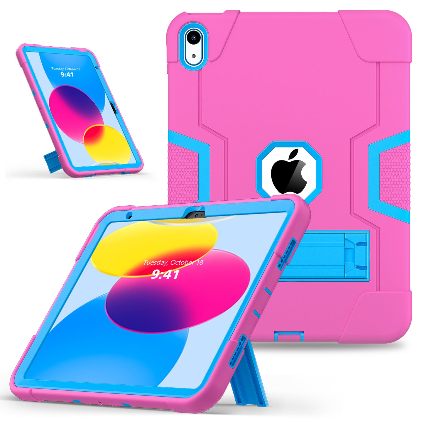 For iPad 10.9 (2022) Robot Style Silicone + PC Tablet Case Color Contrast Anti-fall Kickstand Protective Case