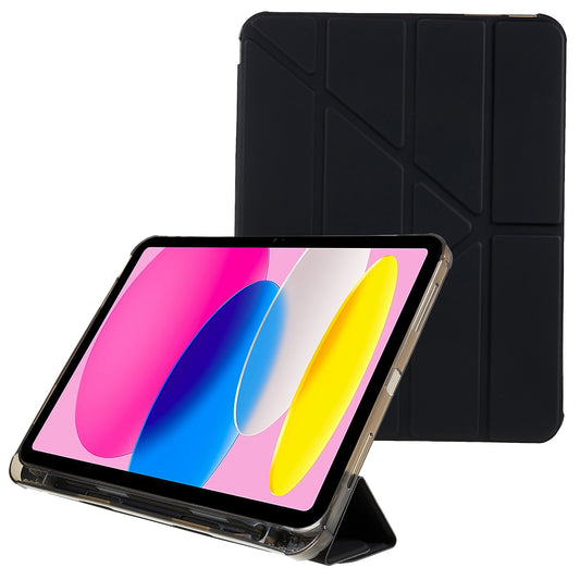 For iPad 10.9 (2022) / iPad 10th Gen Origami Stand Auto Wake  /  Sleep Cover PU Leather + TPU Tablet Case with Pencil Holder