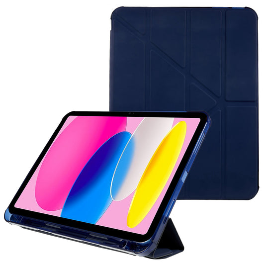 For iPad 10.9 (2022) / iPad 10th Gen Origami Stand Auto Wake  /  Sleep Cover PU Leather + TPU Tablet Case with Pencil Holder