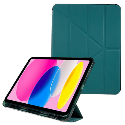 For iPad 10.9 (2022) / iPad 10th Gen Origami Stand Auto Wake  /  Sleep Cover PU Leather + TPU Tablet Case with Pencil Holder