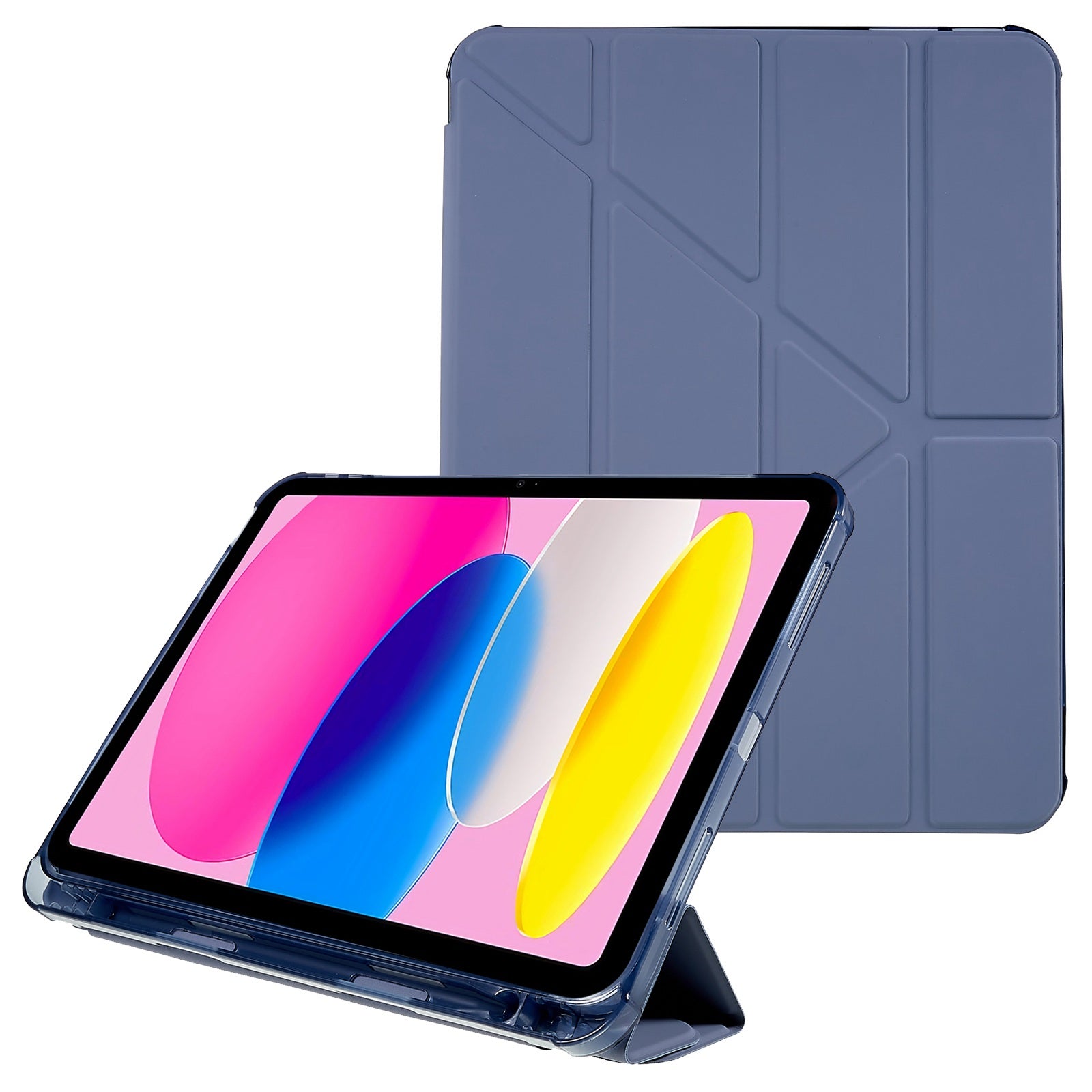 For iPad 10.9 (2022) / iPad 10th Gen Origami Stand Auto Wake  /  Sleep Cover PU Leather + TPU Tablet Case with Pencil Holder