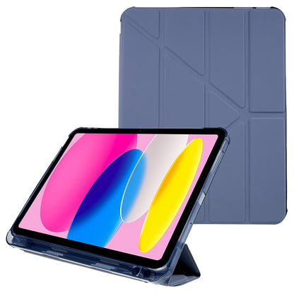 For iPad 10.9 (2022) / iPad 10th Gen Origami Stand Auto Wake  /  Sleep Cover PU Leather + TPU Tablet Case with Pencil Holder
