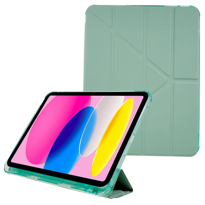 For iPad 10.9 (2022) / iPad 10th Gen Origami Stand Auto Wake  /  Sleep Cover PU Leather + TPU Tablet Case with Pencil Holder