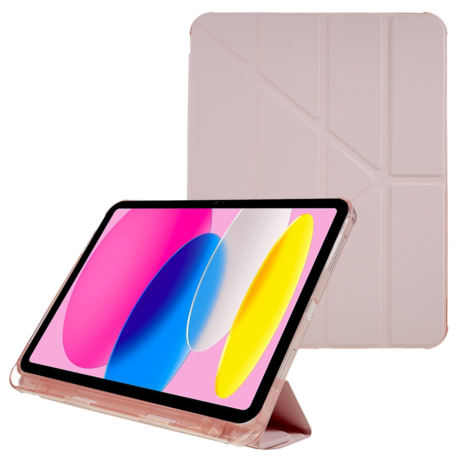 For iPad 10.9 (2022) / iPad 10th Gen Origami Stand Auto Wake  /  Sleep Cover PU Leather + TPU Tablet Case with Pencil Holder