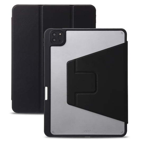 For iPad Pro 11 (2018) / (2020) / (2021) / (2022) / iPad Air (2020) / (2022) PU Leather + TPU + Acrylic Tri-fold Protective Case Auto Wake / Sleep Rotary Stand Drop-proof Cover