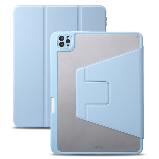 For iPad Pro 11 (2018) / (2020) / (2021) / (2022) / iPad Air (2020) / (2022) PU Leather + TPU + Acrylic Tri-fold Protective Case Auto Wake / Sleep Rotary Stand Drop-proof Cover