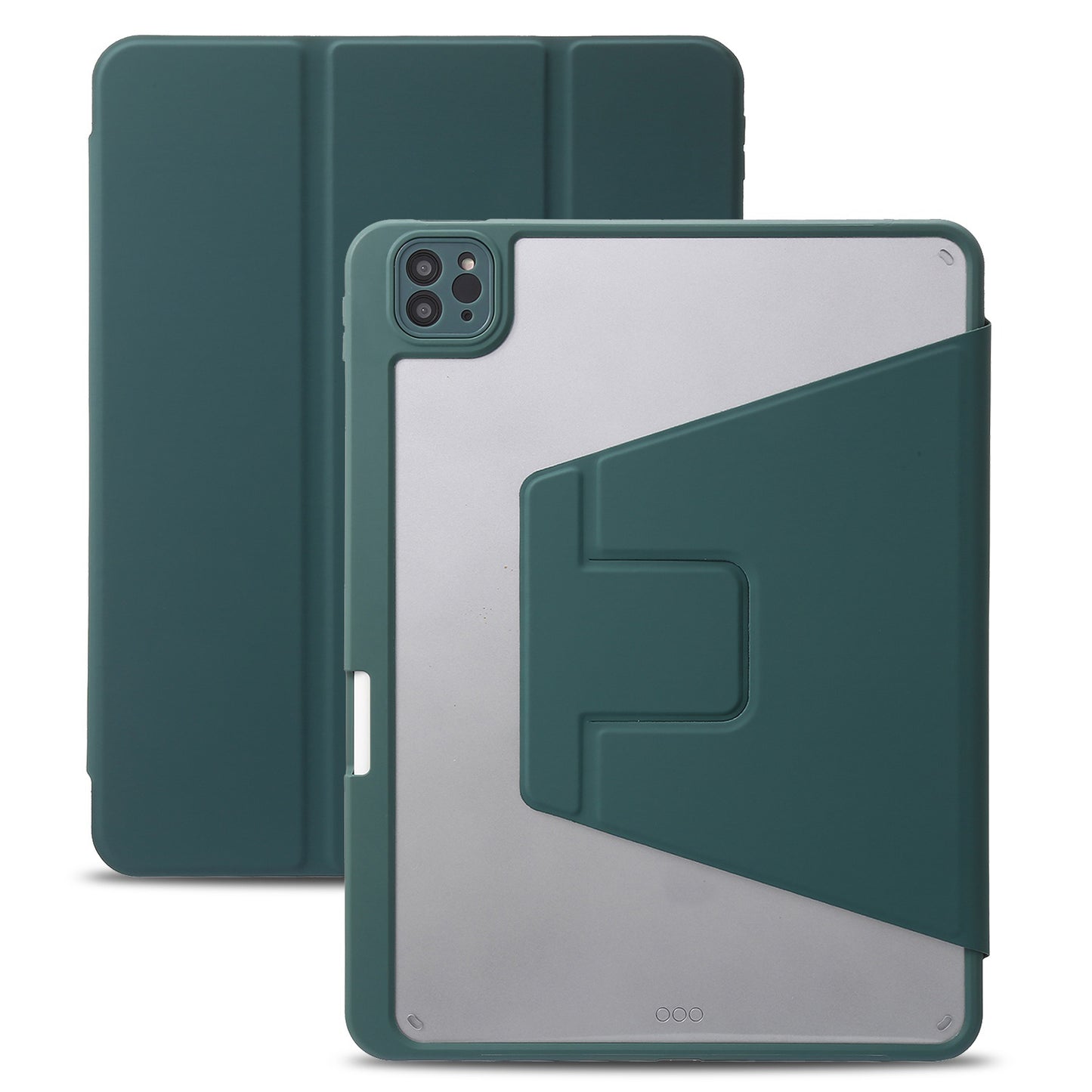 For iPad Pro 11 (2018) / (2020) / (2021) / (2022) / iPad Air (2020) / (2022) PU Leather + TPU + Acrylic Tri-fold Protective Case Auto Wake / Sleep Rotary Stand Drop-proof Cover