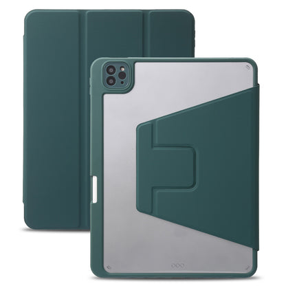 For iPad Pro 11 (2018) / (2020) / (2021) / (2022) / iPad Air (2020) / (2022) PU Leather + TPU + Acrylic Tri-fold Protective Case Auto Wake / Sleep Rotary Stand Drop-proof Cover