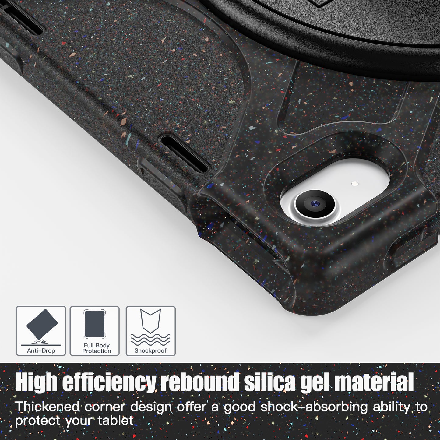 For iPad 10.9 (2022) Kickstand PC + Silicone Tablet Case 360 Degree Rotation Hand Strap Shockproof Rugged Protective Cover