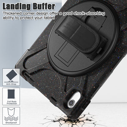 For iPad 10.9 (2022) Kickstand PC + Silicone Tablet Case 360 Degree Rotation Hand Strap Shockproof Rugged Protective Cover