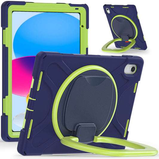 For iPad 10.9 (2022) Shockproof Case Anti-Fall Tablet Case PC Silicone Protective Cover with Kickstand