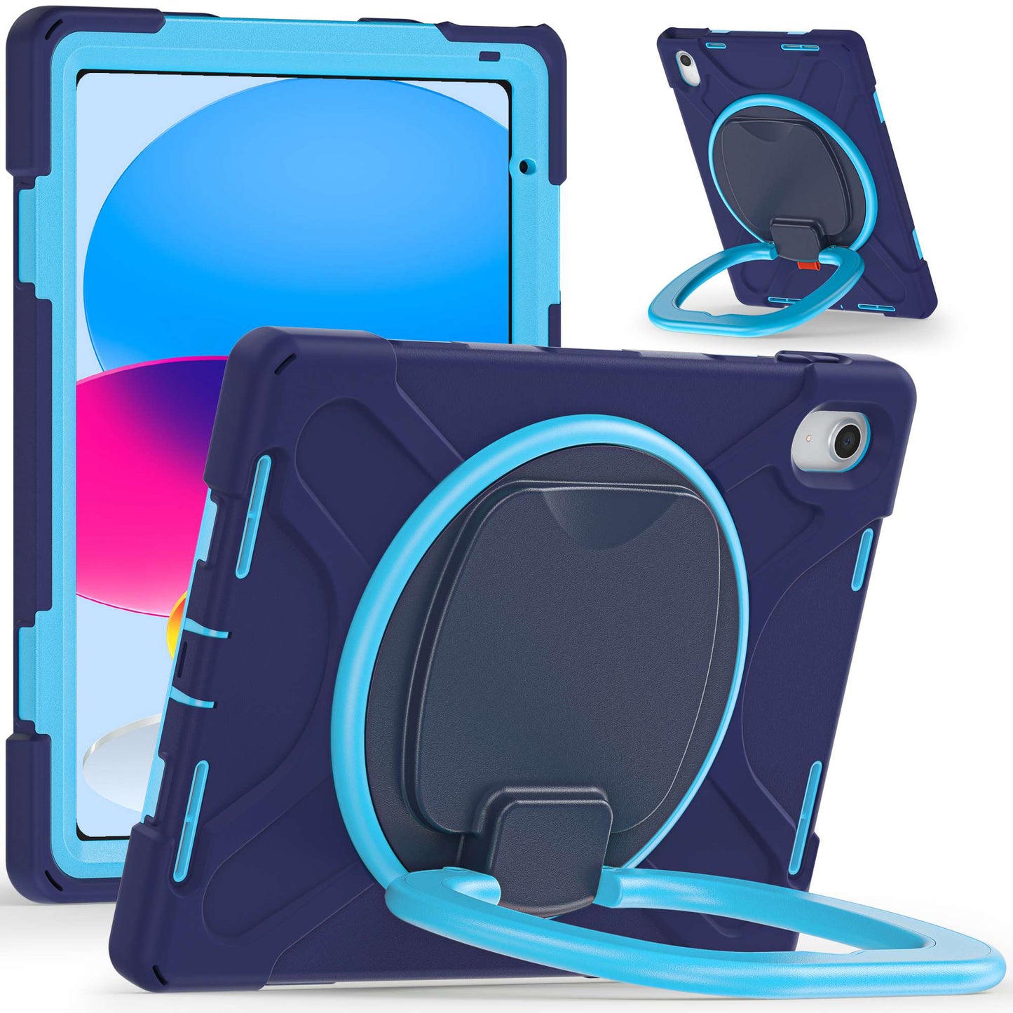 For iPad 10.9 (2022) Shockproof Case Anti-Fall Tablet Case PC Silicone Protective Cover with Kickstand