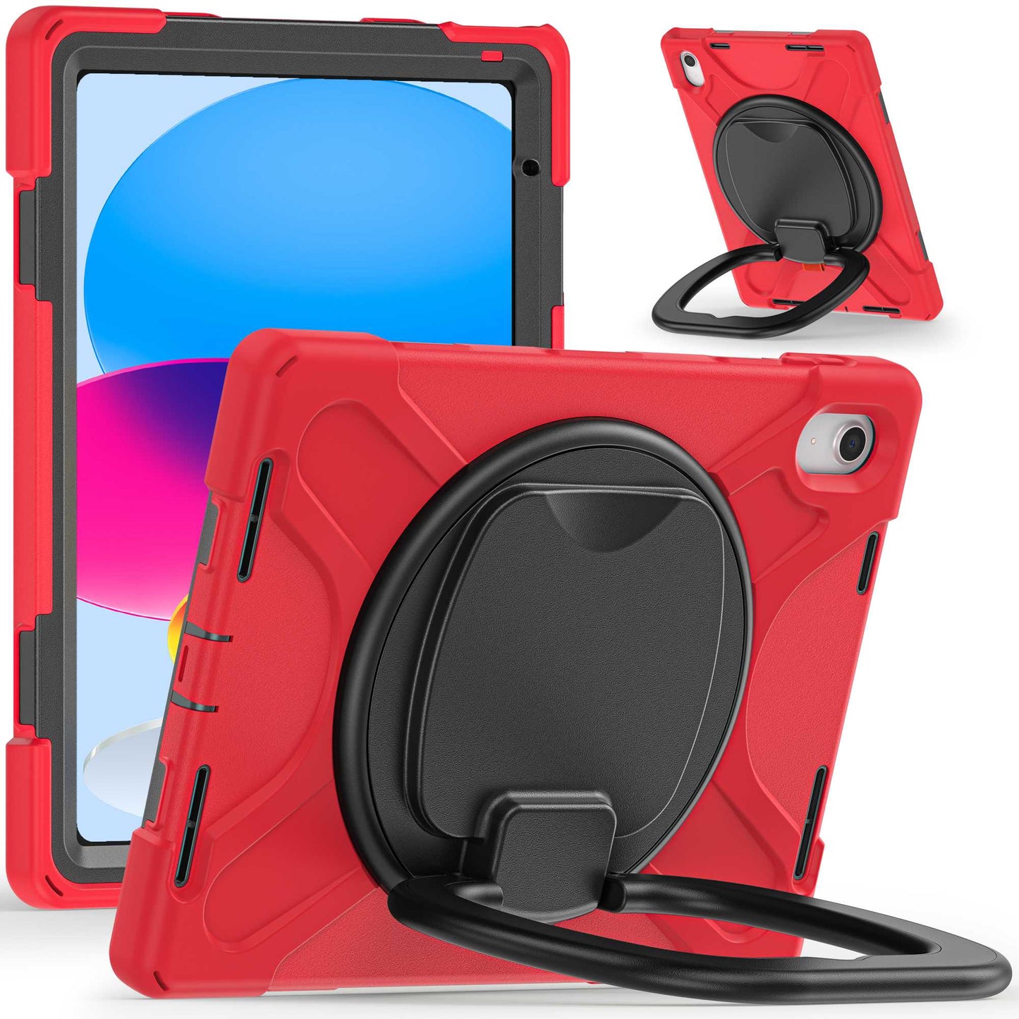 For iPad 10.9 (2022) Shockproof Case Anti-Fall Tablet Case PC Silicone Protective Cover with Kickstand