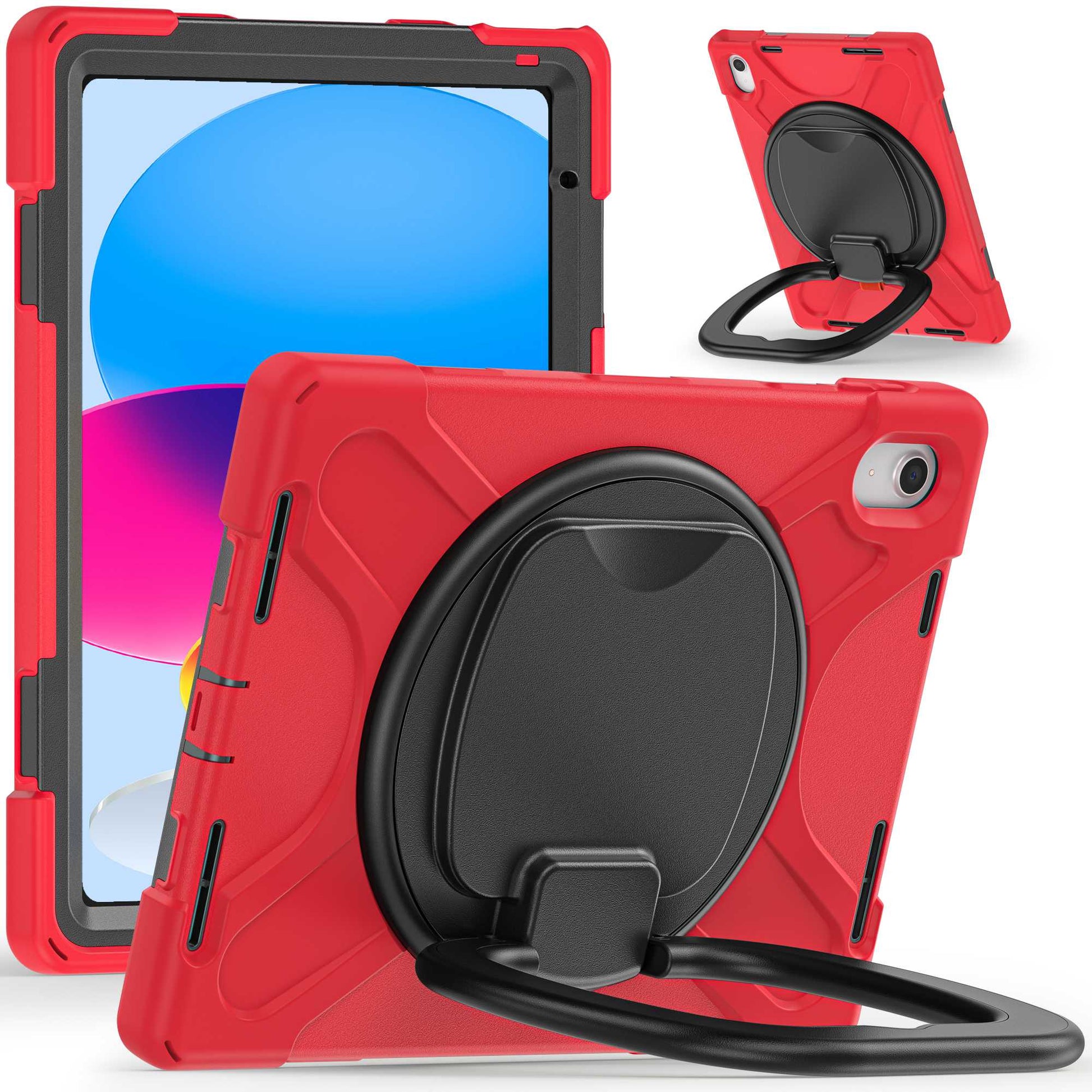 For iPad 10.9 (2022) Shockproof Case Anti-Fall Tablet Case PC Silicone Protective Cover with Kickstand