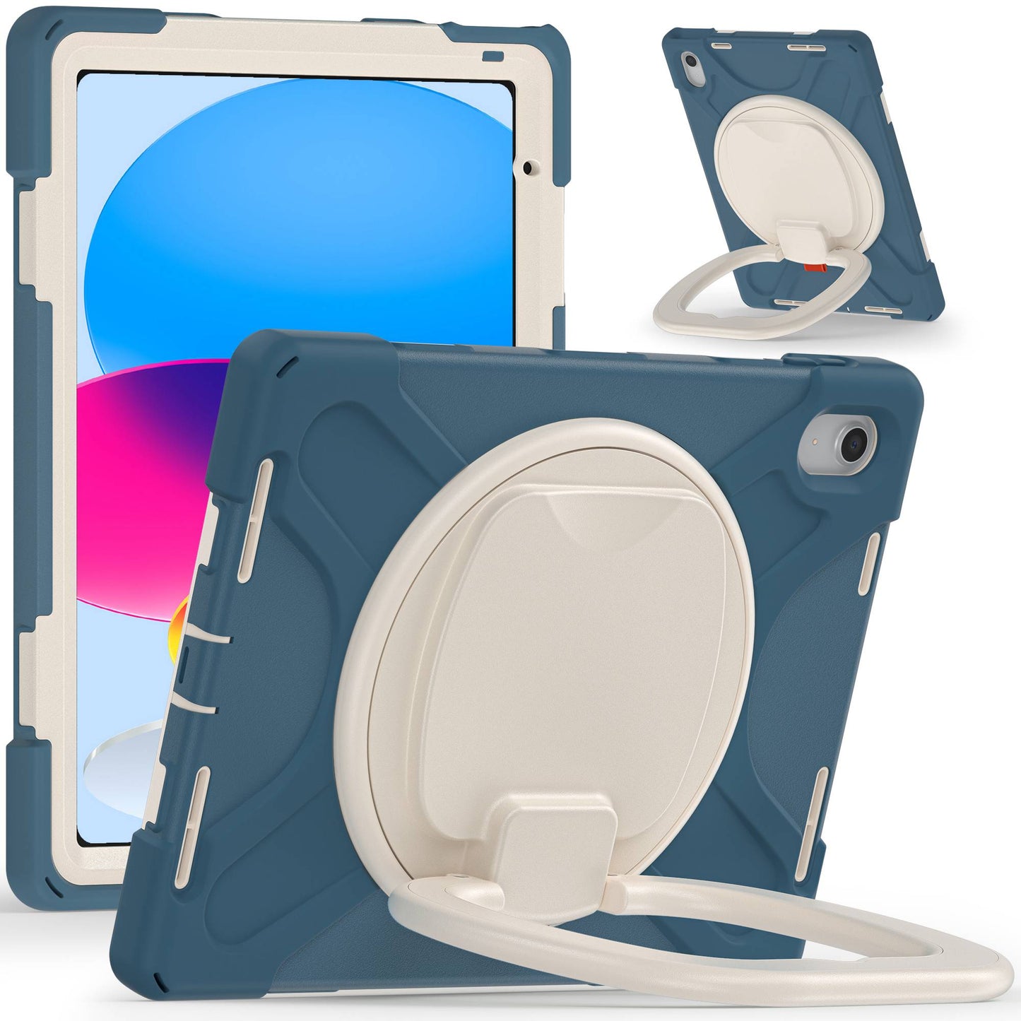 For iPad 10.9 (2022) Shockproof Case Anti-Fall Tablet Case PC Silicone Protective Cover with Kickstand