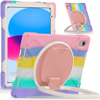 For iPad 10.9 (2022) Shockproof Case Anti-Fall Tablet Case PC Silicone Protective Cover with Kickstand