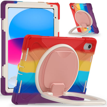 For iPad 10.9 (2022) Shockproof Case Anti-Fall Tablet Case PC Silicone Protective Cover with Kickstand