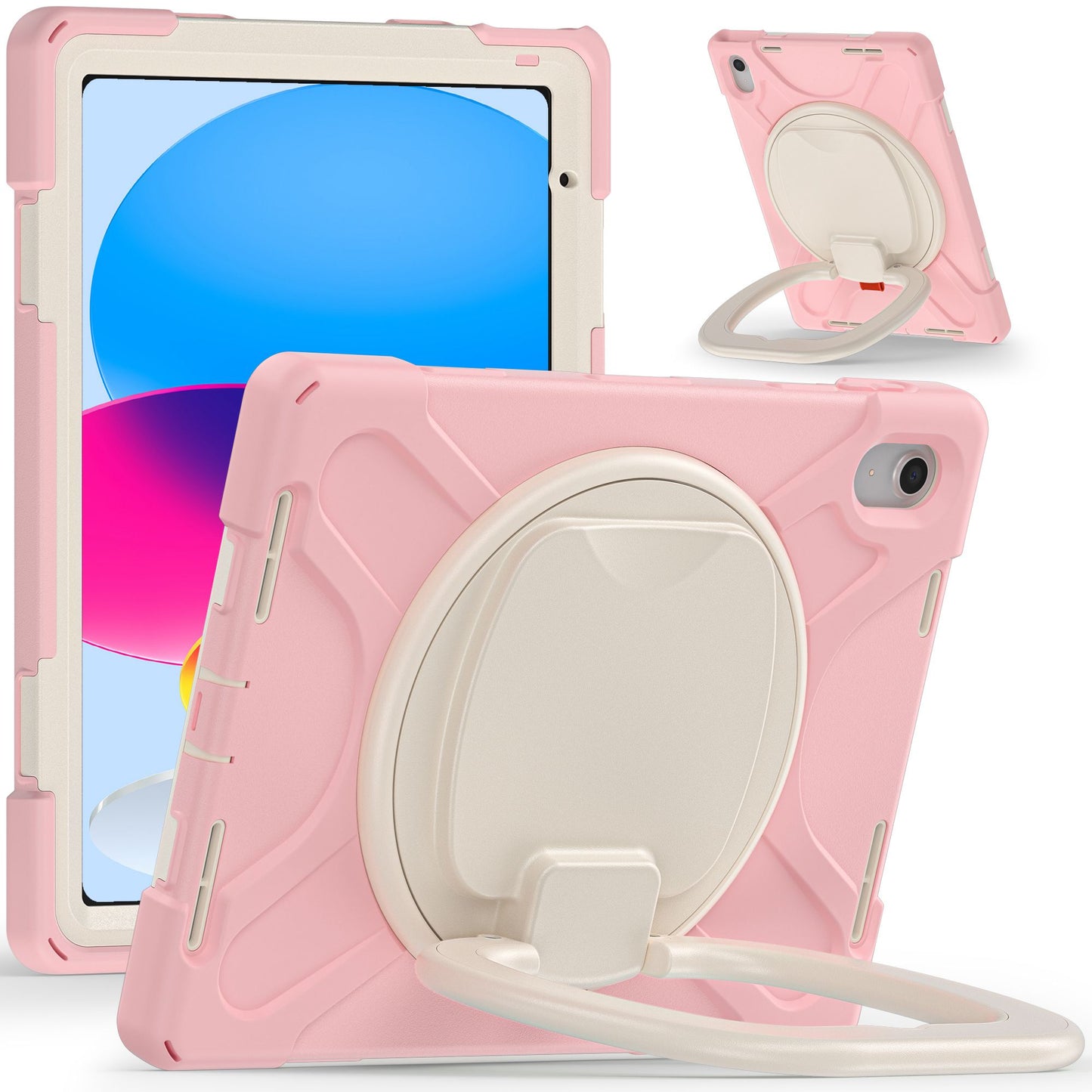 For iPad 10.9 (2022) Shockproof Case Anti-Fall Tablet Case PC Silicone Protective Cover with Kickstand
