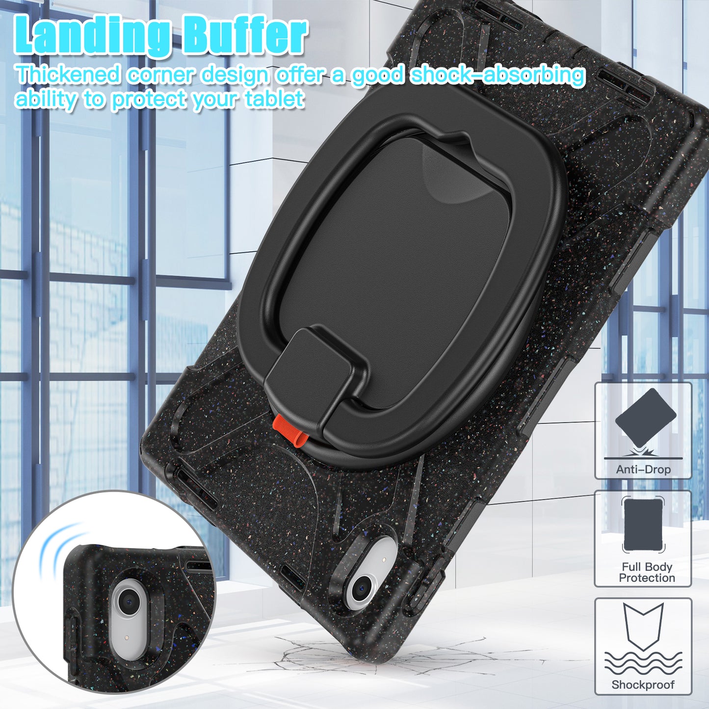 For iPad 10.9 (2022) Shockproof Case Anti-Fall Tablet Case PC Silicone Protective Cover with Kickstand
