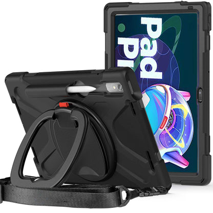 For Lenovo Pad Pro 2022 TB138FC / TB132FU Protective Case Kickstand Tablet Case Anti-Drop PC Silicone Cover with Shoulder Strap