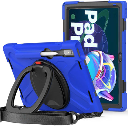 For Lenovo Pad Pro 2022 TB138FC / TB132FU Protective Case Kickstand Tablet Case Anti-Drop PC Silicone Cover with Shoulder Strap