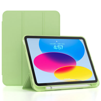 For iPad 10.9 (2022) / iPad 10th Gen Tri-fold Stand Shell Cover PU Leather Auto Wake / Sleep Smart Tablet Case with Pen Slot Holder