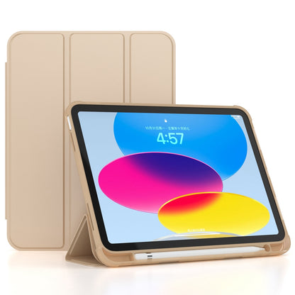 For iPad 10.9 (2022) / iPad 10th Gen Tri-fold Stand Shell Cover PU Leather Auto Wake / Sleep Smart Tablet Case with Pen Slot Holder