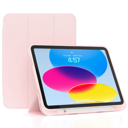 For iPad 10.9 (2022) / iPad 10th Gen Tri-fold Stand Shell Cover PU Leather Auto Wake / Sleep Smart Tablet Case with Pen Slot Holder