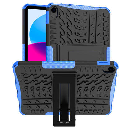 For iPad 10.9 (2022) Shockproof Tablet Case Tire Texture Kickstand Heavy Duty Armor Soft TPU Hard PC Protective Cover