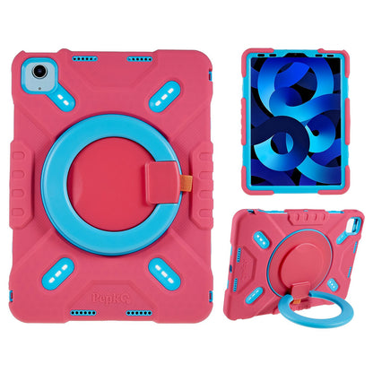 PEPKOO For iPad Air (2022) / Air (2020) 360 Degree Rotation Kickstand Tablet Case Silicone+PC+ABS Shockproof Hybrid Cover