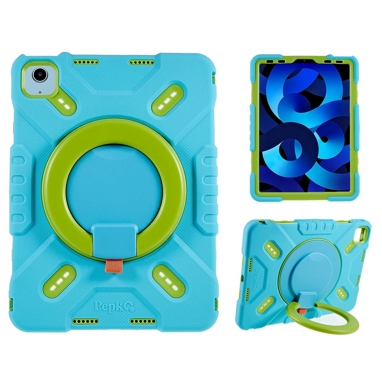 PEPKOO For iPad Air (2022) / Air (2020) 360 Degree Rotation Kickstand Tablet Case Silicone+PC+ABS Shockproof Hybrid Cover