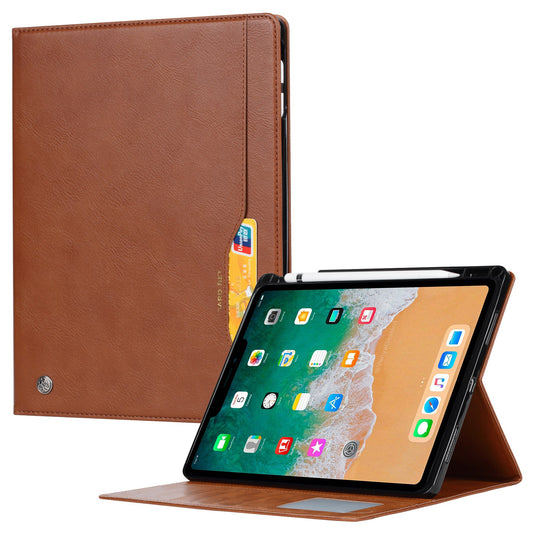 For iPad 10.9 (2022) Outer Card Slot Design PU Leather Tablet Case Foldable Stand Wallet Pen Slot Cover with Auto Wake / Sleep