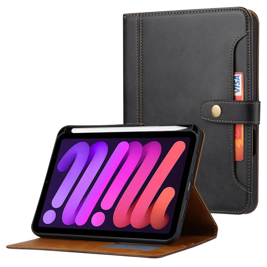For iPad 10.9 (2022) Outer Card Slot Design PU Leather Tablet Case Magnetic Clasp Wallet Stand Anti-scratch Cover with Pen Slot