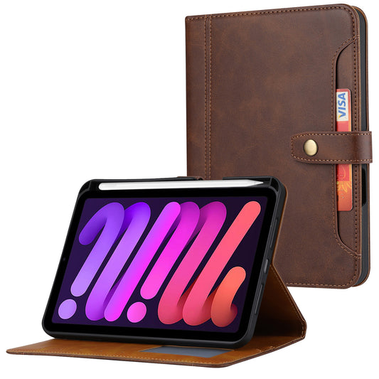 For iPad 10.9 (2022) Outer Card Slot Design PU Leather Tablet Case Magnetic Clasp Wallet Stand Anti-scratch Cover with Pen Slot