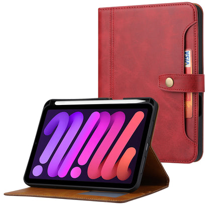 For iPad 10.9 (2022) Outer Card Slot Design PU Leather Tablet Case Magnetic Clasp Wallet Stand Anti-scratch Cover with Pen Slot