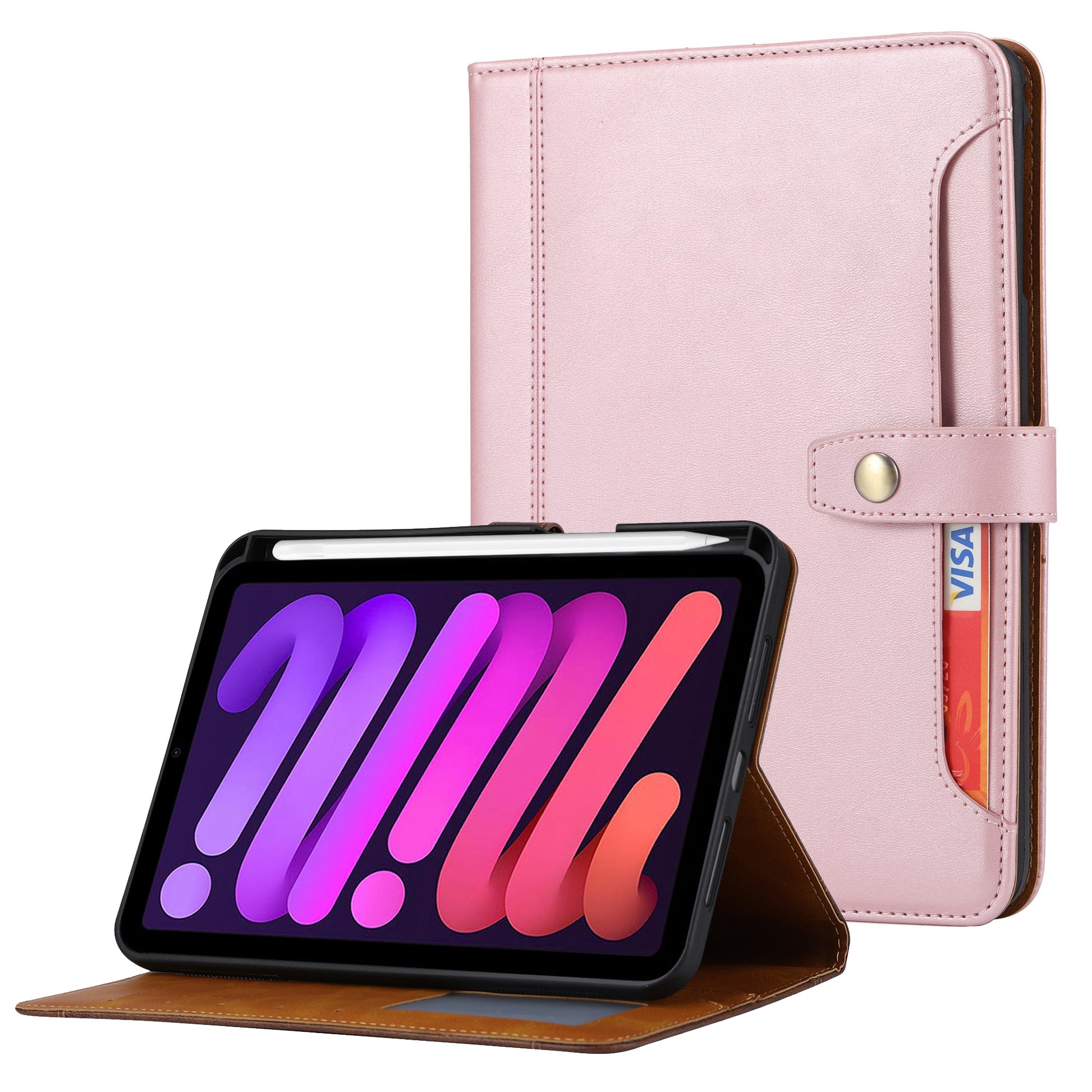 For iPad 10.9 (2022) Outer Card Slot Design PU Leather Tablet Case Magnetic Clasp Wallet Stand Anti-scratch Cover with Pen Slot