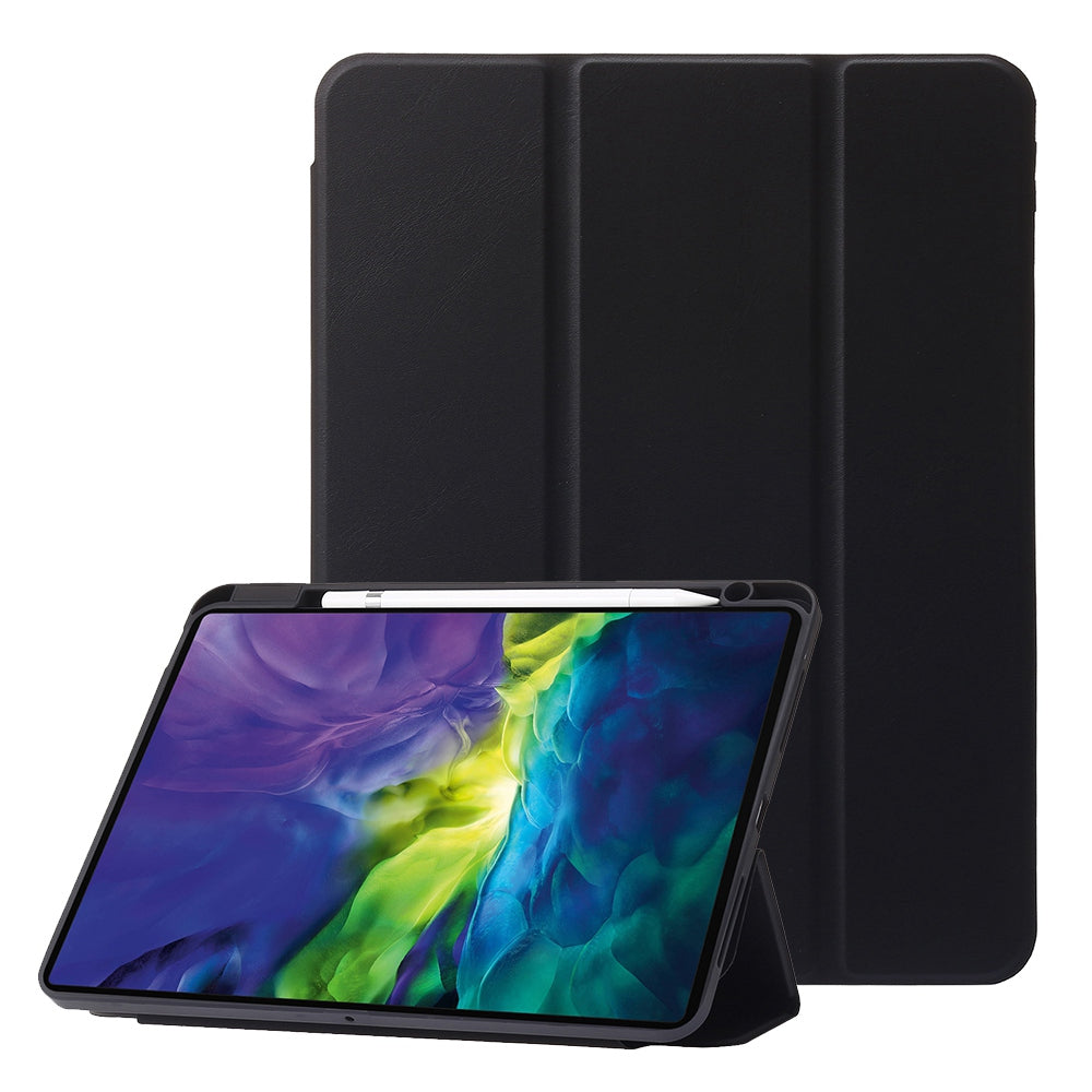 For iPad Pro 12.9 (2020) / (2021) / (2022) Tri-fold Stand Auto Wake  /  Sleep Tablet Case PU Leather + TPU + Acrylic Rotary Cover