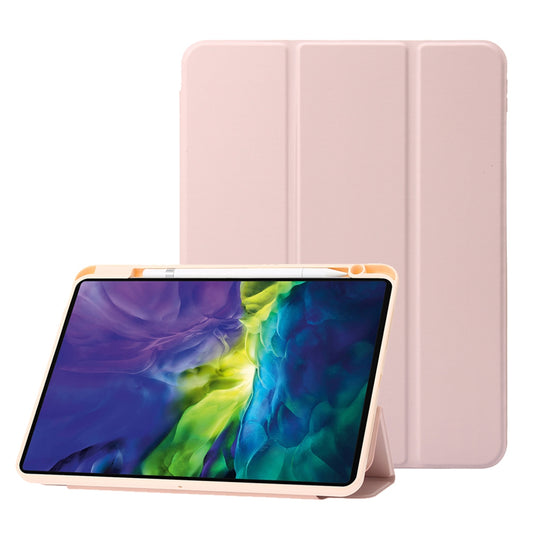 For iPad Pro 12.9 (2020) / (2021) / (2022) Tri-fold Stand Auto Wake  /  Sleep Tablet Case PU Leather + TPU + Acrylic Rotary Cover