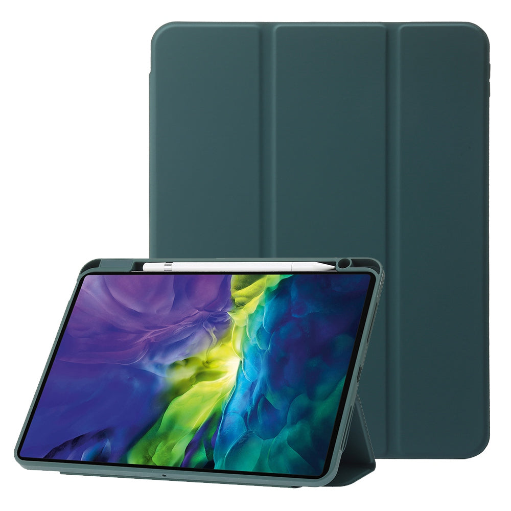 For iPad Pro 12.9 (2020) / (2021) / (2022) Tri-fold Stand Auto Wake  /  Sleep Tablet Case PU Leather + TPU + Acrylic Rotary Cover
