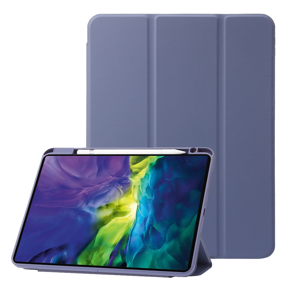 For iPad Pro 12.9 (2020) / (2021) / (2022) Tri-fold Stand Auto Wake  /  Sleep Tablet Case PU Leather + TPU + Acrylic Rotary Cover