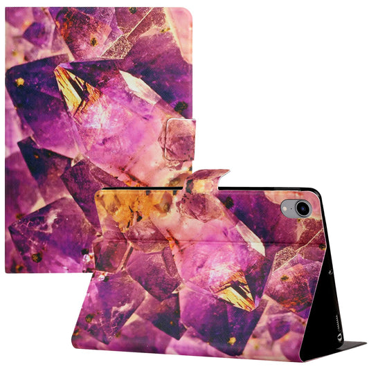 For iPad 10.9 (2022) Pattern Printing PU Leather Tablet Case Card Holder Stand Cover with Auto Wake / Sleep Function